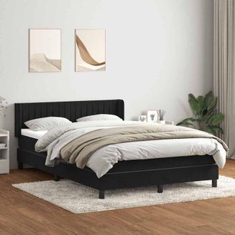 vidaXL Cama Box Spring Con Colch&oacute;n Terciopelo Negro 160x210 Cm Vidaxl