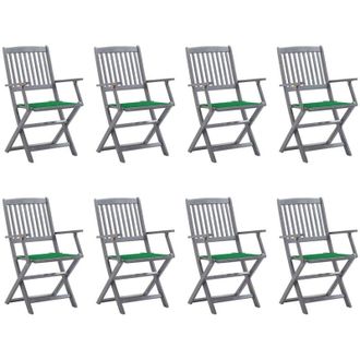 vidaXL Plegado Sillas Exteriores 8 Piezas Con Almohadillas Masivas De Acacia