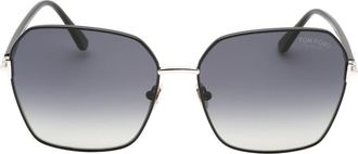 Tom Ford Claudia-02 Smoke gepolariseerde lens glanzende zwarte zonnebril