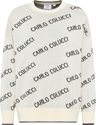 Carlo Colucci Truien & Vesten, Heren, Wit, XL, Oversized Gebreide Trui