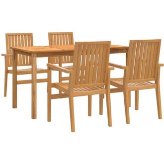 vidaXL Juego De Comedor Para Jard&iacute;n 5 Piezas Madera Maciza De Teca Vidaxl
