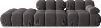 MICADONI Modulares 4-Sitzer Design Sofa Bellis mit Ottomane links - Samtbezug