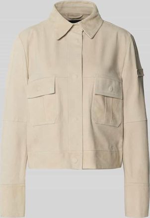 Peuterey Lederjacke mit Pattentaschen Modell Era in Ecru, Gr&ouml;&szlig;e 38