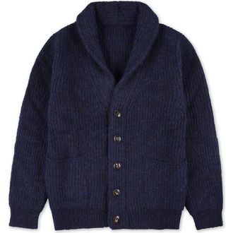 Fortela Alpaca Shawl Collar Cardigan in Blue at Nordstrom, Size X-Large Eu