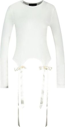 Simone Rocha Womens Bow-Tail Long Sleeve T-Shirt White Synthetic