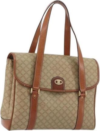Celine Pre-owned Macadam Canvas Hand Bag - Dames - Vintage Handtas - Beige - ONE Size - Leer - Vintage