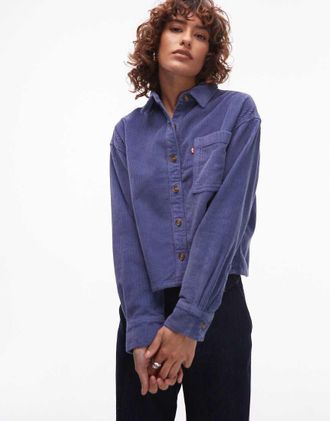 Levi's Camicia squadrata in tessuto a coste blu