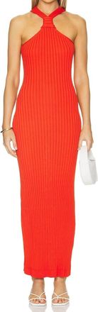 Line & Dot Lucky Halter Knit Maxi Dress In Scarlet
