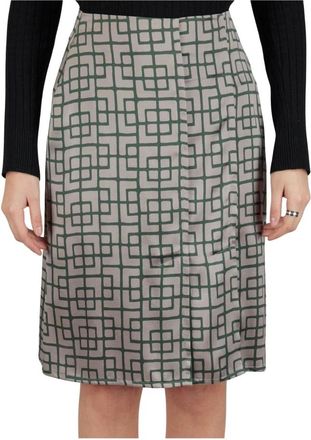 Kiton Geometric Silk Skirt - Dames - Korte rokken - Veelkleurig - S - Leer - Rokken