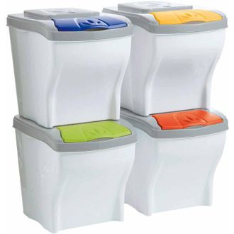 Bama Set 4 Cubos De Basura Poker 20 Litros 28x40x31cm Bama