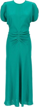 Victoria Beckham Green Gathered Waist Midi dress