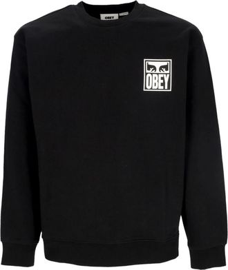 Obey Zwarte lichtgewicht crewneck sweatshirt met ogen icoon - Heren - Sweatshirts - Zwart - L - Katoen - Hoodies & sweatvesten