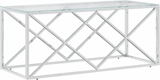 vidaXL Mesa De Centro Acero Inoxidable Y Vidrio 110x45x45 Cm Vidaxl