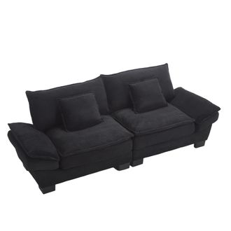 STILVORA Sof&aacute; Recto 2 Plazas En Terciopelo Con Brazos Acolchados, Asiento Profundo, Estructura De Madera, Negro