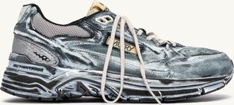 Autry HYPERWAY SUPER VINTAGE SNEAKERS IN BLACK AND SILVER SUEDE