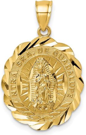 Diamond2Deal 14k Yellow Gold Polished Diamond-cut Spanish Version Our Lady of Guadalupe Pendant