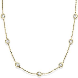 Allurez Natural Diamond Station Necklace Bezel-Set 14k in Yellow Gold at Nordstrom, Size 18
