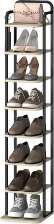 OEM Scarpiera Verticale A 8 Livelli, Scaffale Portascarpe, Scarpiera Salvaspazio, 2 Ganci, Per Ingresso, Soggiorno, Camera Da Letto, Avorio Chiaro E Nero
