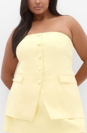 City Chic Leah Bustier Strapless Top in Lemon Drop at Nordstrom, Size 26W