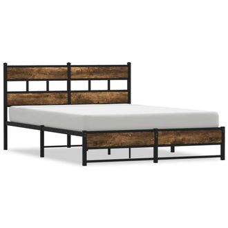 Berkfield Home Metal Bed Frame without Mattress Smoked Oak 160x200 cm in Brown