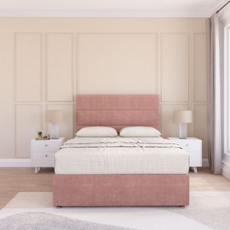 Sloomy Texas Plush Velvet Memory Foam Bed Set With No Drawers, Mattress & Headboard in Pink | Size: King