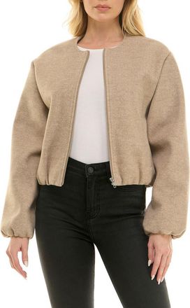 Socialite Bubble Hem Crop Jacket in Oatmeal at Nordstrom Rack, Size X-Large