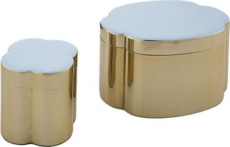 Ballard Designs Set of 2 Quatrefoil Decorative Boxes - Light Blue - Ballard Designs