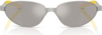 Ferrari 64mm Oversize Oval Sunglasses in Silver Matte /Grey Mirror at Nordstrom