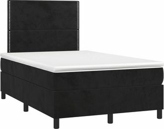 vidaXL Vidaxl - Cama Box Spring Colch&oacute;n Y Led Terciopelo Negro 120x200 Cm