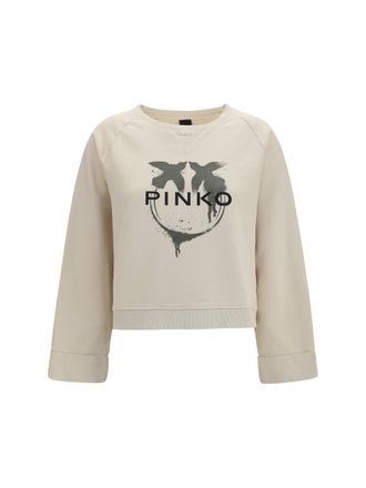 Pinko Womens Sweatshirt Neves Multicolour Beige-Green Cotton Sweatshirts Beige/green Sweater