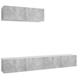 vidaXL Vidaxl - Set De Muebles De Sal&oacute;n 3 Pzas Madera Ingenier&iacute;a Gris Hormig&oacute;n