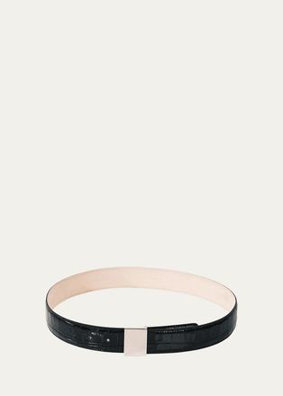 D&eacute;hanche Brandt Alligator-Embossed Leather Belt