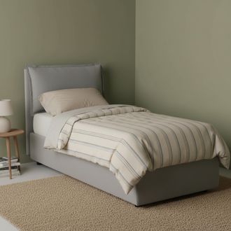 Dmora Talamo Italia - Cama Individual Carla, Cama Contenedor Con Revestimiento De Tela, 100% Made In Italy, Apertura Frontal, Adecuado Para Colch&oacute;n Cm 90x20