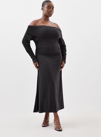 Karen Millen Plus Size Soft Touch Slinky Jersey Bardot Maxi Dress