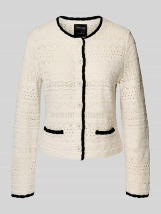 Marc Cain Strickjacke aus Schurwolle mit Lochmuster in Beige, Größe 34