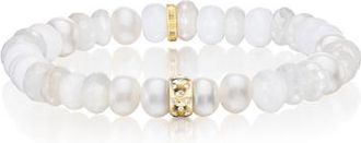 Sheryl Lowe White Mix Bracelet with Scattered Diamond Rondelle in White Mix /Sterling Silver at Nordstrom, Size 7.5