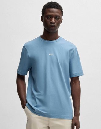 HUGO BOSS Mens BOSS Orange TChup Mens Crew Neck Small Logo T-Shirt - Light/Pastel Blue 451 - Size: 40