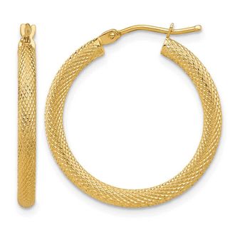 Diamond2Deal 14K Yellow Gold Textured Round Hoop Earrings 24.75 mm