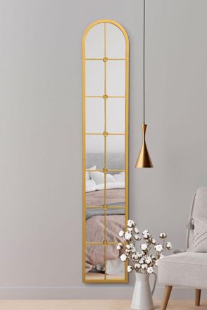 MirrorOutlet Gold Framed Arched Leaner Wall Mirror 67 X 12 (170CM X 30CM) | Size: 1 Pack