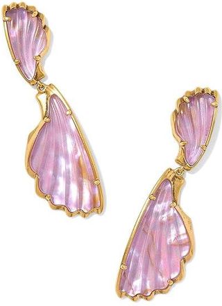 Kendra Scott Alexa Statement Drop Womens Earring Womens Earring Vintage Gold Purple Iridescent Abalone Illusion, Brass