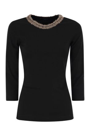 Fabiana Filippi 3/4 Sleeve T-Shirt With Neck Detailing