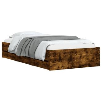 Berkfield Home Modern Bed Frame w/Drawers Frame Smoked Oak 75x190 cm Small Single in Brown