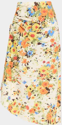 A.L.C. Naomi Floral Draped Midi Skirt