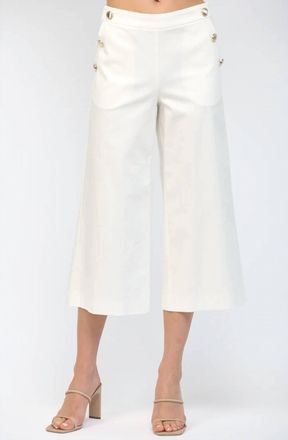 Fate Button Cropped Wide-Leg Pants In Cream