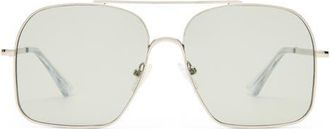 Le Specs Civelle 57mm Gradient Square Aviator Sunglasses in Bright Silver/xtal Clear at Nordstrom