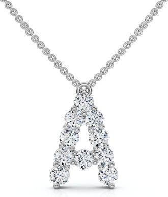 Pompeii3 1Ct Diamond Initial A Pendant 14k Gold 18 Necklace Lab Grown 5/8 Tall