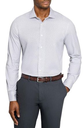W.R.K Reworked Slim Fit Geometric Print Cotton Dress Shirt in White at Nordstrom, Size 16.5 - R