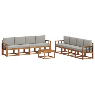 vidaXL Conjunto De Sof&aacute;s De Exterior 9 Pcs Gris Natural Y Claro Vidaxl