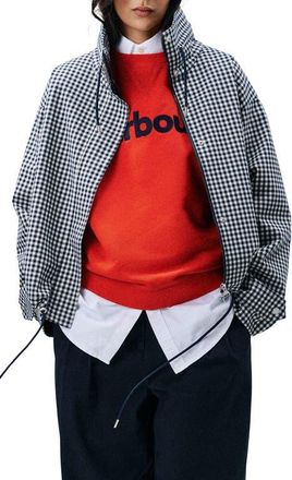 Barbour Bronwyn Showerproof Water Resistant Gingham Jacket in Navy Gingham at Nordstrom, Size 14 Us
