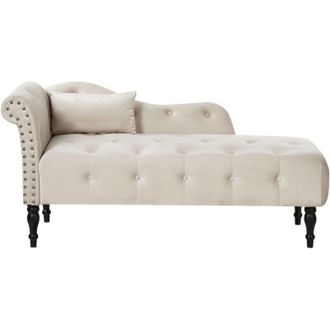 Beliani Left-Hand Chaise Lounge IVRY Velvet Light Beige